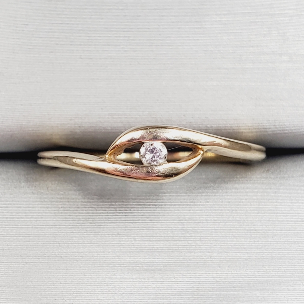 10k Solid Yellow Gold Genuine Round Diamond Band Ring